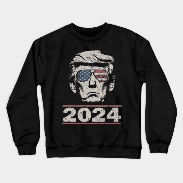 Donald Trump 2024 Vintage American Flag Sunglasses Mugshot Crewneck Sweatshirt by Etopix